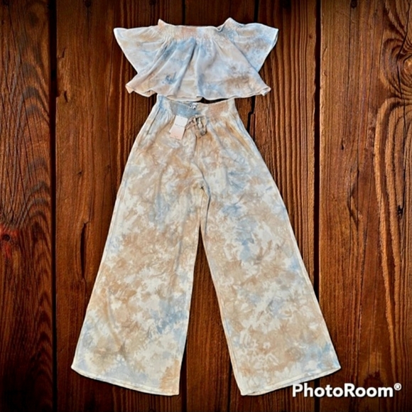 Kiwi & Punch Pants - Kiwi & Punch Off Shoulder Tie Dye 2 Piece Resort Wear